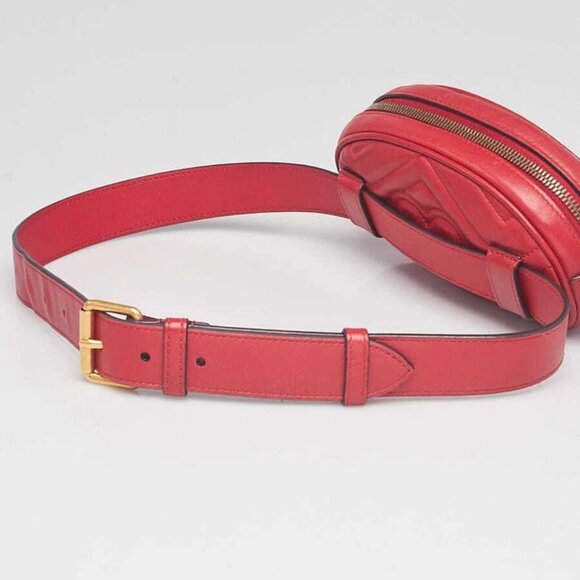 Gucci Red Quilted Leather GG Marmont Waist Belt Bag - Picture 4 of 11